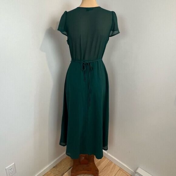 Soieblu Women’s Medium Dark Green Wrap Deep V Formal Dress Maxi Gown Bridesmaid - Picture 3 of 12